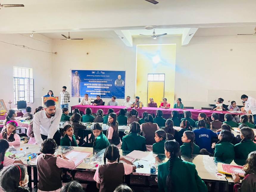 Students taking part in a craft workshop in the school hall